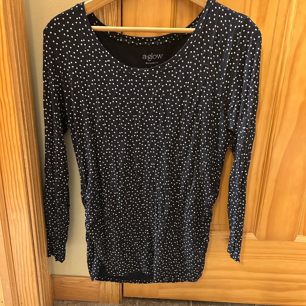 a:glow Black Fitted long Sleeve Blouse Maternity
